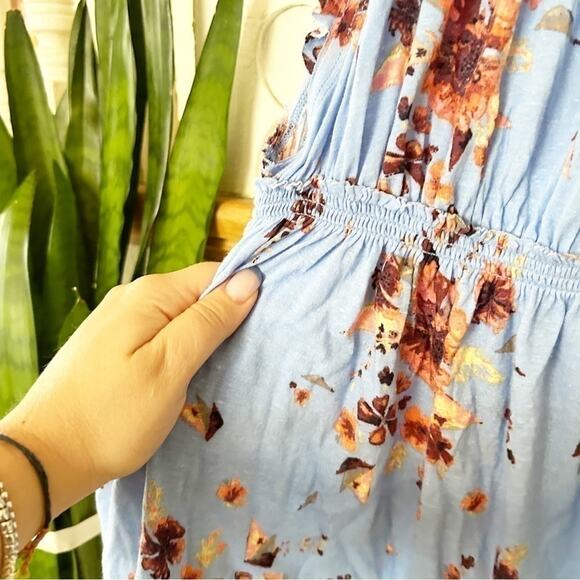 Free People We The Free Sky Blue Floral Print Off The Shoulder Top Size XS - Picture 5 of 9